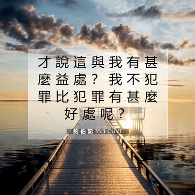 Picture 07 - 約 伯 記 35:3 CUVT - 才 說 這 與 我 有 甚 麼 益 處 ？ 我 - Bible Verse Picture