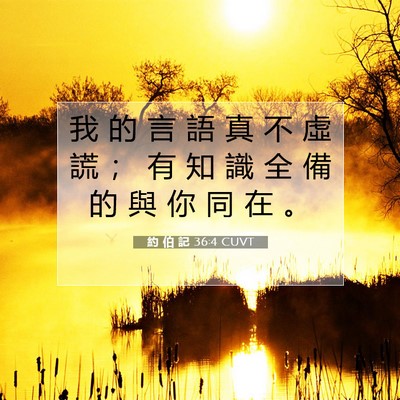 Picture 07 - 約 伯 記 36:4 CUVT - 我 的 言 語 真 不 虛 謊 ； 有 知 識 - Bible Verse Picture