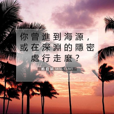 Picture 07 - 約 伯 記 38:16 CUVT - 你 曾 進 到 海 源 ， 或 在 深 淵 的 - Bible Verse Picture