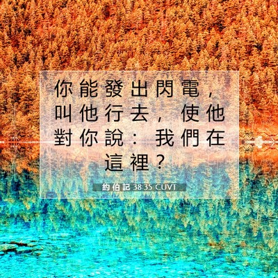 Picture 07 - 約 伯 記 38:35 CUVT - 你 能 發 出 閃 電 ， 叫 他 行 去 ， - Bible Verse Picture