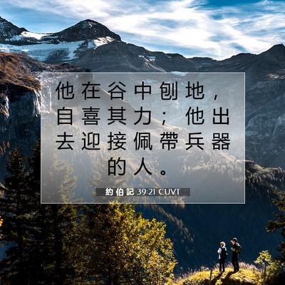 Picture 07 - 約 伯 記 39:21 CUVT - 他 在 谷 中 刨 地 ， 自 喜 其 力 ； - Bible Verse Picture