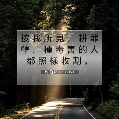 Picture 07 - 約 伯 記 4:8 CUVT - 按 我 所 見 ， 耕 罪 孽 、 種 毒 害 - Bible Verse Picture