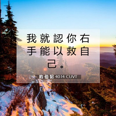 Picture 07 - 約 伯 記 40:14 CUVT - 我 就 認 你 右 手 能 以 救 自 己 - Bible Verse Picture