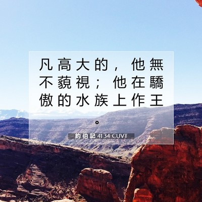 Picture 07 - 約 伯 記 41:34 CUVT - 凡 高 大 的 ， 他 無 不 藐 視 ； 他 - Bible Verse Picture