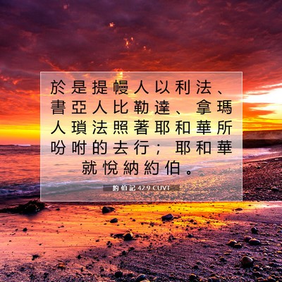 Picture 07 - 約 伯 記 42:9 CUVT - 於 是 提 幔 人 以 利 法 、 書 亞 人 - Bible Verse Picture