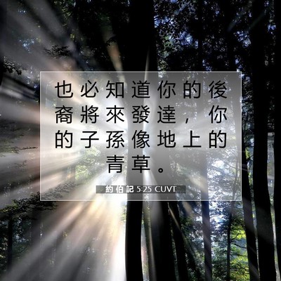 Picture 07 - 約 伯 記 5:25 CUVT - 也 必 知 道 你 的 後 裔 將 來 發 達 - Bible Verse Picture