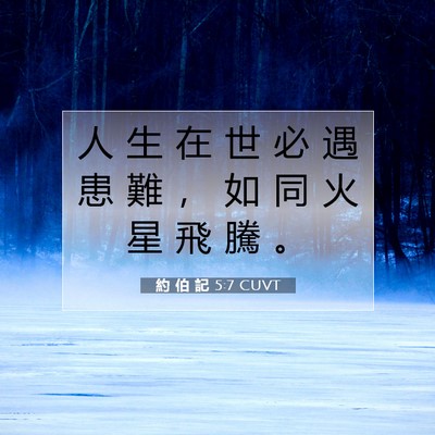 Picture 07 - 約 伯 記 5:7 CUVT - 人 生 在 世 必 遇 患 難 ， 如 同 火 - Bible Verse Picture