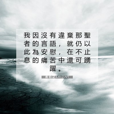 Picture 07 - 約 伯 記 6:10 CUVT - 我 因 沒 有 違 棄 那 聖 者 的 言 語 - Bible Verse Picture