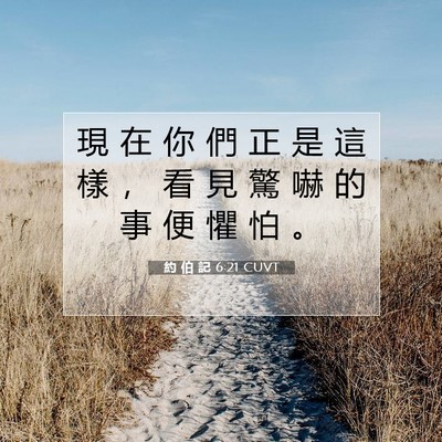 Picture 07 - 約 伯 記 6:21 CUVT - 現 在 你 們 正 是 這 樣 ， 看 見 驚 - Bible Verse Picture