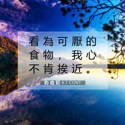 Picture 07 - 約 伯 記 6:7 CUVT - 看 為 可 厭 的 食 物 ， 我 心 不 肯 - Bible Verse Picture