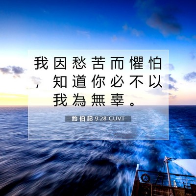Picture 07 - 約 伯 記 9:28 CUVT - 我 因 愁 苦 而 懼 怕 ， 知 道 你 必 - Bible Verse Picture