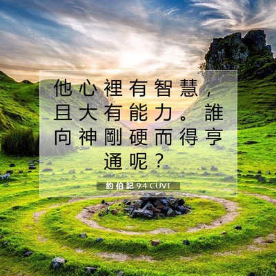 Picture 07 - 約 伯 記 9:4 CUVT - 他 心 裡 有 智 慧 ， 且 大 有 能 力 - Bible Verse Picture