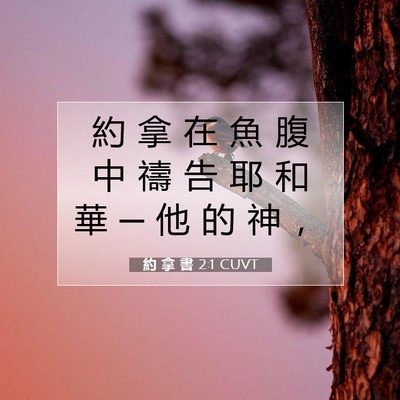 Picture 07 - 約 拿 書 2:1 CUVT - 約 拿 在 魚 腹 中 禱 告 耶 和 華 ─ - Bible Verse Picture