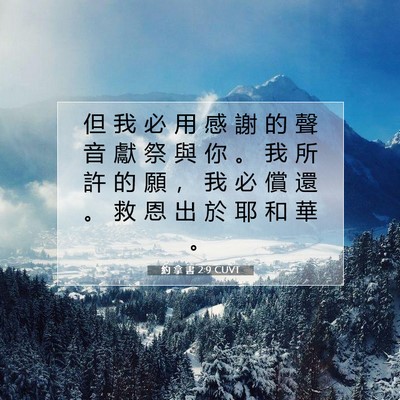 Picture 07 - 約 拿 書 2:9 CUVT - 但 我 必 用 感 謝 的 聲 音 獻 祭 與 - Bible Verse Picture