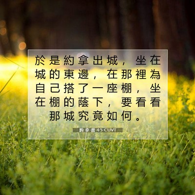 Picture 07 - 約 拿 書 4:5 CUVT - 於 是 約 拿 出 城 ， 坐 在 城 的 東 - Bible Verse Picture