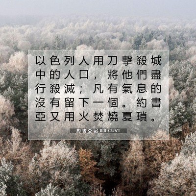 Picture 07 - 約 書 亞 記 11:11 CUVT - 以 色 列 人 用 刀 擊 殺 城 中 的 人 - Bible Verse Picture