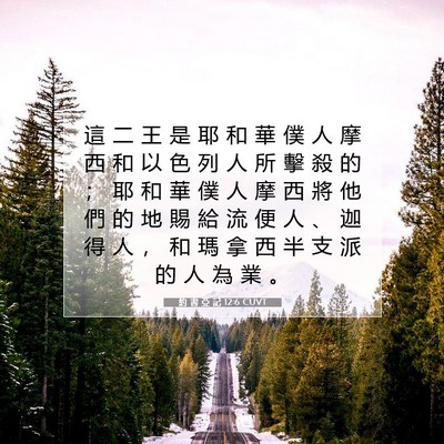 Picture 07 - 約 書 亞 記 12:6 CUVT - 這 二 王 是 耶 和 華 僕 人 摩 西 和 - Bible Verse Picture