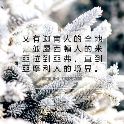 Picture 07 - 約 書 亞 記 13:4 CUVT - 又 有 迦 南 人 的 全 地 ， 並 屬 西 - Bible Verse Picture