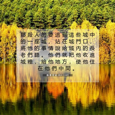 Picture 07 - 約 書 亞 記 20:4 CUVT - 那 殺 人 的 要 逃 到 這 些 城 中 的 - Bible Verse Picture