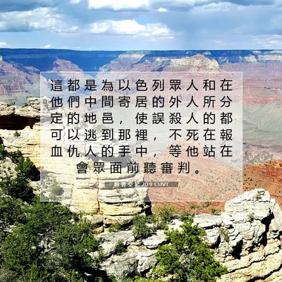 Picture 07 - 約 書 亞 記 20:9 CUVT - 這 都 是 為 以 色 列 眾 人 和 在 他 - Bible Verse Picture
