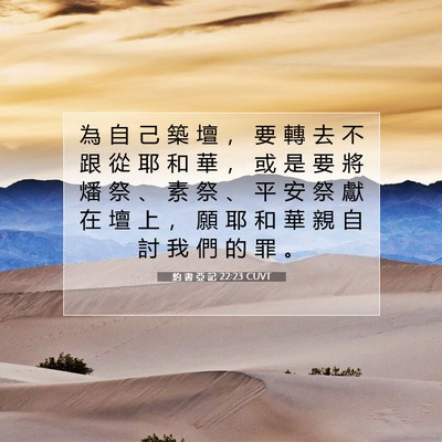 Picture 07 - 約 書 亞 記 22:23 CUVT - 為 自 己 築 壇 ， 要 轉 去 不 跟 從 - Bible Verse Picture