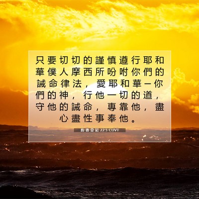 Picture 07 - 約 書 亞 記 22:5 CUVT - 只 要 切 切 的 謹 慎 遵 行 耶 和 華 - Bible Verse Picture