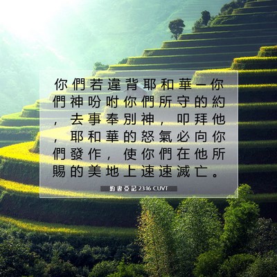 Picture 07 - 約 書 亞 記 23:16 CUVT - 你 們 若 違 背 耶 和 華 ─ 你 們 神 - Bible Verse Picture