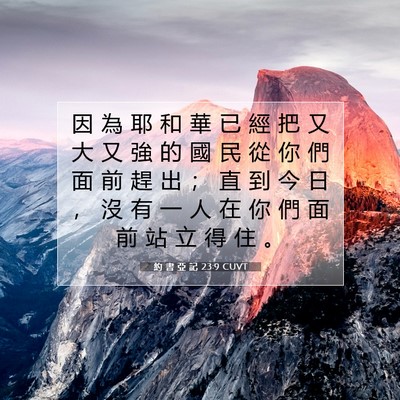 Picture 07 - 約 書 亞 記 23:9 CUVT - 因 為 耶 和 華 已 經 把 又 大 又 強 - Bible Verse Picture
