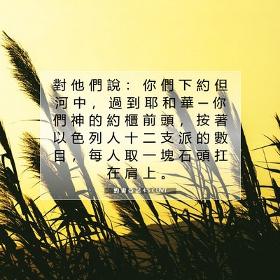 Picture 07 - 約 書 亞 記 4:5 CUVT - 對 他 們 說 ： 你 們 下 約 但 河 中 - Bible Verse Picture