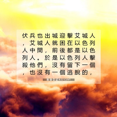 Picture 07 - 約 書 亞 記 8:22 CUVT - 伏 兵 也 出 城 迎 擊 艾 城 人 ， 艾 - Bible Verse Picture