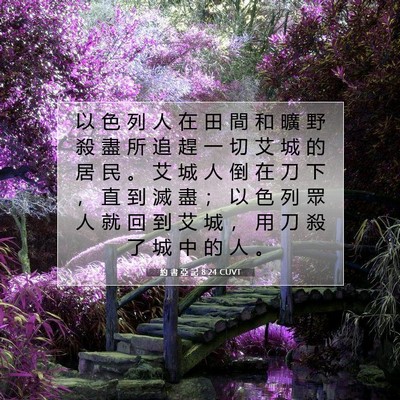 Picture 07 - 約 書 亞 記 8:24 CUVT - 以 色 列 人 在 田 間 和 曠 野 殺 盡 - Bible Verse Picture
