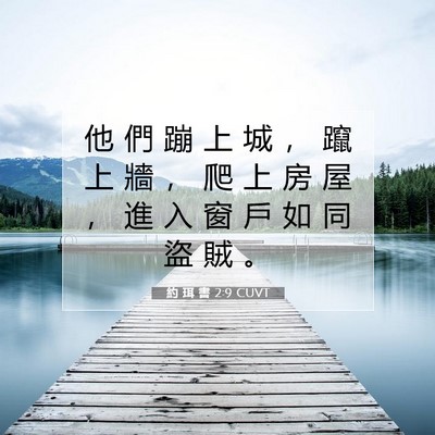 Picture 07 - 約 珥 書 2:9 CUVT - 他 們 蹦 上 城 ， 躥 上 牆 ， 爬 上 - Bible Verse Picture