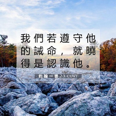 Picture 07 - 約 翰 一 書 2:3 CUVT - 我 們 若 遵 守 他 的 誡 命 ， 就 曉 - Bible Verse Picture
