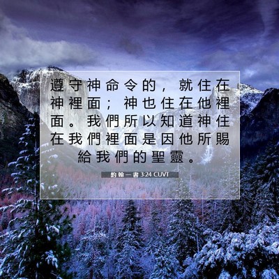 Picture 07 - 約 翰 一 書 3:24 CUVT - 遵 守 神 命 令 的 ， 就 住 在 神 裡 - Bible Verse Picture