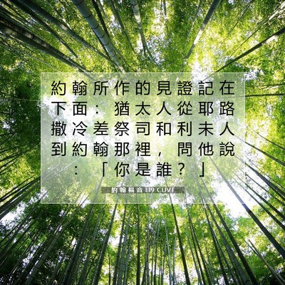 Picture 07 - 約 翰 福 音 1:19 CUVT - 約 翰 所 作 的 見 證 記 在 下 面 ： - Bible Verse Picture
