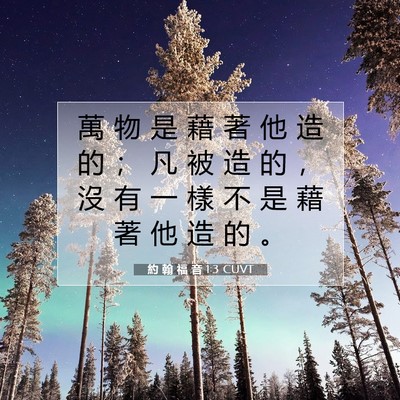 Picture 07 - 約 翰 福 音 1:3 CUVT - 萬 物 是 藉 著 他 造 的 ； 凡 被 造 - Bible Verse Picture