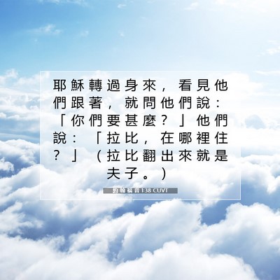 Picture 07 - 約 翰 福 音 1:38 CUVT - 耶 穌 轉 過 身 來 ， 看 見 他 們 跟 - Bible Verse Picture