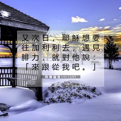 Picture 07 - 約 翰 福 音 1:43 CUVT - 又 次 日 ， 耶 穌 想 要 往 加 利 利 - Bible Verse Picture