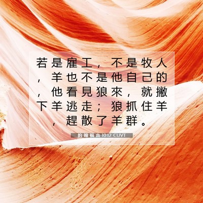 Picture 07 - 約 翰 福 音 10:12 CUVT - 若 是 雇 工 ， 不 是 牧 人 ， 羊 也 - Bible Verse Picture