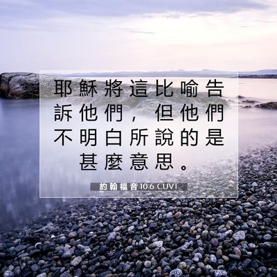 Picture 07 - 約 翰 福 音 10:6 CUVT - 耶 穌 將 這 比 喻 告 訴 他 們 ， 但 - Bible Verse Picture