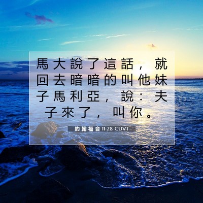 Picture 07 - 約 翰 福 音 11:28 CUVT - 馬 大 說 了 這 話 ， 就 回 去 暗 暗 - Bible Verse Picture