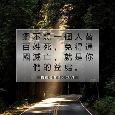 Picture 07 - 約 翰 福 音 11:50 CUVT - 獨 不 想 一 個 人 替 百 姓 死 ， 免 - Bible Verse Picture