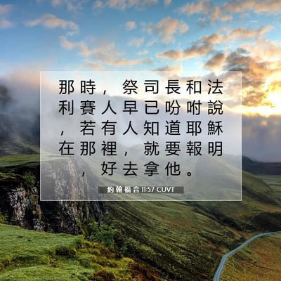 Picture 07 - 約 翰 福 音 11:57 CUVT - 那 時 ， 祭 司 長 和 法 利 賽 人 早 - Bible Verse Picture
