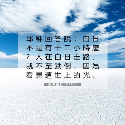 Picture 07 - 約 翰 福 音 11:9 CUVT - 耶 穌 回 答 說 ： 白 日 不 是 有 十 - Bible Verse Picture