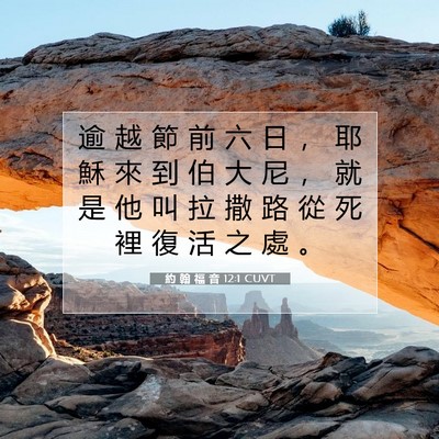 Picture 07 - 約 翰 福 音 12:1 CUVT - 逾 越 節 前 六 日 ， 耶 穌 來 到 伯 - Bible Verse Picture