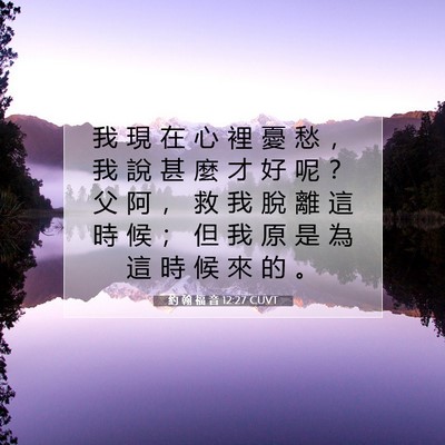 Picture 07 - 約 翰 福 音 12:27 CUVT - 我 現 在 心 裡 憂 愁 ， 我 說 甚 麼 - Bible Verse Picture