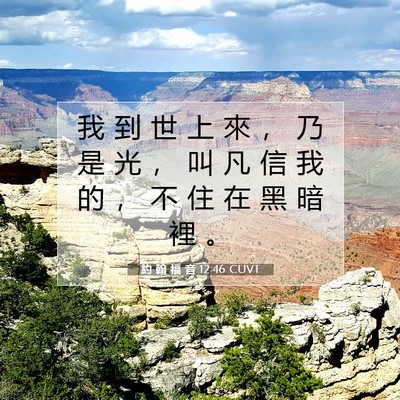 Picture 07 - 約 翰 福 音 12:46 CUVT - 我 到 世 上 來 ， 乃 是 光 ， 叫 凡 - Bible Verse Picture