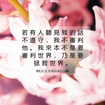 Picture 07 - 約 翰 福 音 12:47 CUVT - 若 有 人 聽 見 我 的 話 不 遵 守 ， - Bible Verse Picture