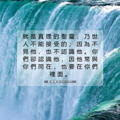 Picture 07 - 約 翰 福 音 14:17 CUVT - 就 是 真 理 的 聖 靈 ， 乃 世 人 不 - Bible Verse Picture