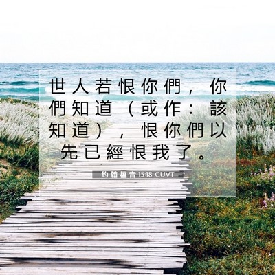 Picture 07 - 約 翰 福 音 15:18 CUVT - 世 人 若 恨 你 們 ， 你 們 知 道 （ - Bible Verse Picture